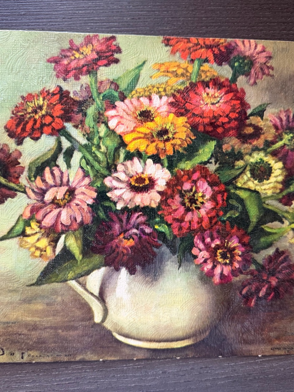 Vintage Henk Bos Zinnias Floral Print 8x10 Winde Fine Prints No. 335